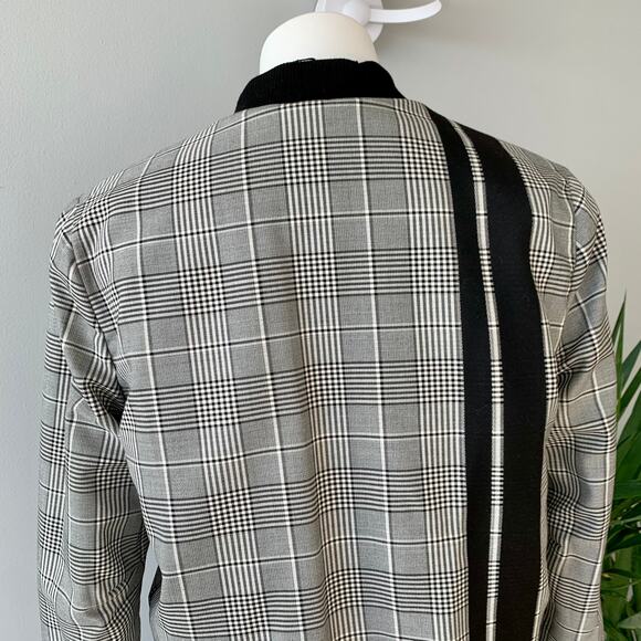 Alice + Olivia Lonnie Reversible Cropped Bomber Jacket in Plaid Size Large - Picture 8 of 11